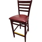image of Oak Street WB101MH Bar Stool – Ladder Back, Mahogany Finish, Beechwood Frame, Brass Footguard, Nylon Glides