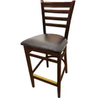 image of Oak Street WB101WA Bar Stool – Ladder Back, Walnut Finish, Beechwood Frame, Brass Footguard, Nylon Glides