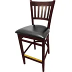 image of Oak Street WB102MH Bar Stool – Slat Back, Mahogany Finish, Beechwood Frame, Brass Toe Kick, Nylon Glides