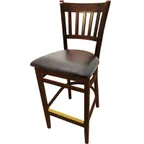 image of Oak Street WB102WA Bar Stool – Vertical Slat Back, Walnut Finish, Beech Frame, Brass Toe Kick, Nylon Glides