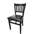 image of Oak Street WC102BLK Indoor Solid Wood Dining Chair with Slat Back and Black Wood Finish