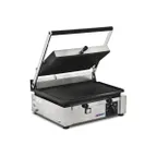 image of Omcan USA 11377 Single Sandwich Panini Grill w/ 14" x 10" Grooved Plates, 110V