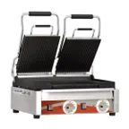 image of Omcan USA 19937 Single Sandwich Panini Grill w/ 18" x 10" Grooved Plates, 220V