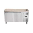 image of Omcan USA 39592 59" 2 Doors Refrigerated Pizza Prep Table w/ Granite Top, 13.8 cu. ft.