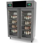 image of Omcan USA 41262 Stagionello Evo Meat Curing Cabinet – 220+220 lb Capacity, 35.6–95°F Temp, Glass Door, Stainless Steel