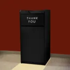 image of Omcan USA 46584 - 36 Gallon Cab Style Waste Receptacle, Black Plywood, Hinged Opening, Tray Holder