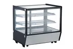 image of Omcan USA 47107 27" Full Service Countertop Refrigerated Display Case with Sliding Glass Door, 2 Shelves - 4.2 cu. ft. / 160 w