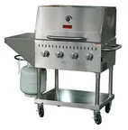 image of Omcan USA 47352 33" Mobile Outdoor LP Gas BBQ Grill w/ 4 Burners, Roll Dome, 64.000 BTU