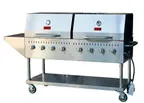 image of Omcan USA 47353 64" Mobile Outdoor LP Gas BBQ Grill w/ 8 Burners, Roll Dome, 128.000 BTU