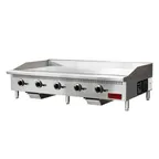 image of Omcan USA 47366 60" Countertop Manual Gas Griddle, 3/4" Steel Plate, 150.000 BTU