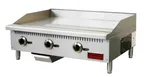 image of Omcan USA 47375 36" Countertop Gas Griddle, Manual Controls, 3/4" Steel Plate, 90.000 BTU