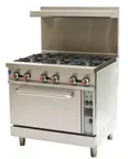 image of Omcan USA 47449 36" Natural Gas Restaurant Range w/ (6) Open Burners, (1) Convection Oven, 211.000 BTU