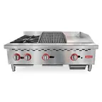 image of Omcan USA 48086 (Ce-Cn-12H12C12G) Hotplate/Griddle/Char-Broiler Combination