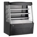 image of Omcan USA 48272 48" Vertical Open Air Merchandiser in Black, Self-Contained, 3 Shelves, 15 cu. ft.