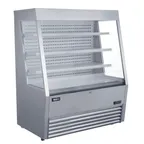 image of Omcan USA 48273 48" Vertical Open Air Merchandiser, Stainless Steel, 3 Shelves, 15 cu. ft.