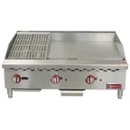 image of Omcan USA 48296 (Ce-Cn-12C24G) Griddle/Char-Broiler Combination, Countertop