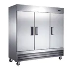 image of Omcan USA 50028 81" 3-Section Reach-In Refrigerator w/ 3 Solid Doors, Bottom Mount, 72 cu. ft.