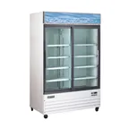image of Omcan USA 50032 53" 2-Section Merchandiser Refrigerator w/ Sliding Glass Door, 45 cu. ft.