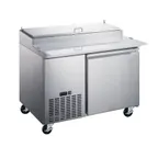 image of Omcan USA 50042 49" 1-Section Refrigerated Pizza Prep Table w/1 Door, (6) 1/3 Pans