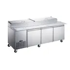 image of Omcan USA 50044 91" Two Section Refrigerated Pizza Prep Table w/ 3 Doors, (12) 1/3 Pans