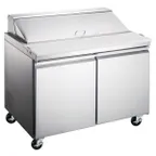 image of Omcan USA 50046 47" Two Section Sandwich / Salad Prep Table w/ 2 Doors, 12 Pans