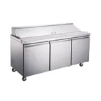 image of Omcan USA 50048 70" Three Section Sandwich / Salad Prep Table w/ 3 Doors, 18 Pans
