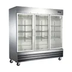 image of Omcan USA 51028 80" 3-Section Merchandiser Refrigerator w/ Glass Door, 72 cu. ft.