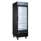 image of Omcan USA 51029 - 27" Glass Door Reach‑In Freezer, 12.3 cu ft, Black Steel, Bottom R290, LED Light