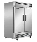 image of Omcan USA 58003 54" 2-Solid Door Reach-In Freezer, Bottom Mount, 39.4 cu. ft., Stainless Steel