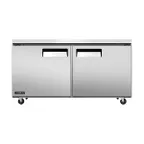 image of Omcan USA 58016 60" 2-Door Undercounter Refrigerator, Stainless Steel, 8.9 cu. ft.