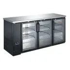 image of Omcan USA 59062 Refrigerated Back Bar Cabinet w/ 19.6 Cu Ft Capacity, 3 Glass Doors, Black
