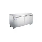 image of Omcan USA 59092 60" 2-Door Undercounter Freezer, Stainless Steel, 15 cu. ft.
