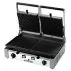 image of Eurodib PDR3000220 20" Double Commercial Panini Sandwich Grill w/ Cast Iron Grooved Plates, 208-240V