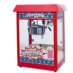 image of Winco POP-8R 22" Popcorn Machine, 8‑oz Stainless Kettle, Red, 120V 1350W, Warmer Light - Set