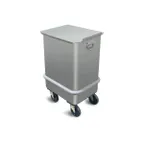 image of Piper Products 47-150 Mobile Ingredient Bin, 150-Lb Stainless Steel, Cover, Bumper, 4" Casters