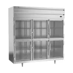 image of Beverage Air PR3HC-1BHG 77.75'' 3-Section Reach-In Refrigerator w/ 6 Glass Half Doors, Top Mounted, Aluminum Interior, 68 cu. ft.