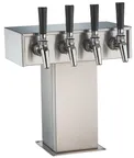image of Perlick 3780-2BPC Tee Tower - Beer, Air-Cooled, 2 x 630SS Faucets, Chrome, 12" Tall, 1-3 Tap