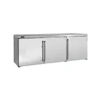 image of Perlick BBRLP72 Refrigerated Back Bar Cabinet w/ 19.8 Cu Ft Capacity, 3 Solid Doors, Remote