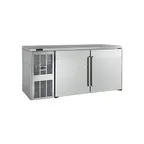 image of Perlick BBSLP60 Refrigerated Back Bar Cabinet w/ 13.3 Cu Ft Capacity, 2 Solid Doors, Digital