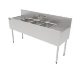 image of Perlick TS60M3-DB Underbar Sink Units, 3 Compartment with 2 Drainboards