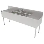 image of Perlick TS72M3-DB Underbar Sink Units, 3 Compartment with 2 Drainboards
