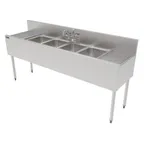 image of Perlick TS72M4-DB Underbar Sink Units, 4 Compartment with 2 Drainboards