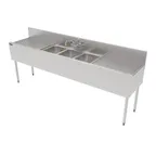 image of Perlick TS84M3-DB 73" Underbar Sink Units, 3 Compartment with 2 Drainboards