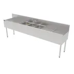 image of Perlick TS96M3-DB 96" Underbar Sink Units, 3 Compartment with 2 Drainboards