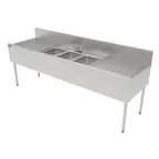 image of Perlick TSF84M3-DB 84" Underbar Sink Units, 3 Compartment with 2 Drainboards
