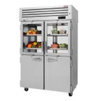 image of Turbo Air PRO-50R-GSH-PT-N 2-Section Pass-Thru Refrigerator w/ 8 Half Solid & Glass Doors, Top Mounted, 54 cu. ft.