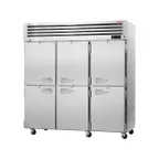 image of Turbo Air PRO-77-6R-N 77" 3-Section Reach-In Refrigerator w/ 6 Solid Half Doors, Top Mount, 75 cu. ft.