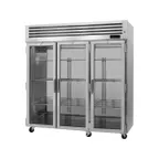 image of Turbo Air PRO-77H-G 3-Section Reach-In Heated Holding Cabinet, 73.9 cu ft, Stainless Steel, Clear Doors, 9 Shelves