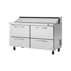 image of Turbo Air PST-60-D4-N 60" Two Section Sandwich / Salad Prep Table w/ 4 Drawers, 16 Pans