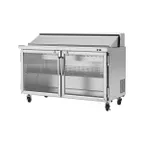 image of Turbo Air PST-60-G-N 60" Two Section Sandwich / Salad Prep Table w/ 2 Glass Doors, 16 Pans